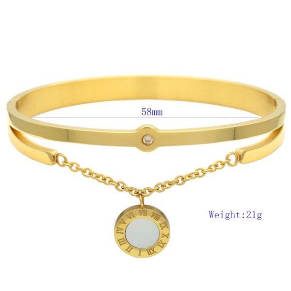 

crystal silver/rose/gold stainless steel lucky bracelet & bangle roman numeral charm chain bracelet for women, Black