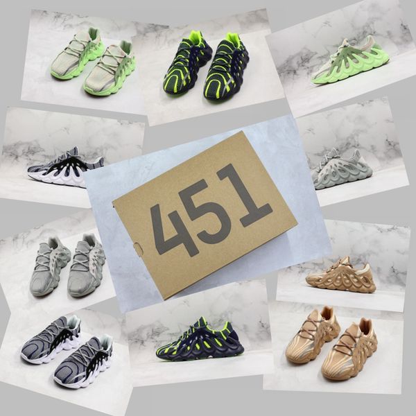 

with box]luxury designer men women zebra brand kanye west 451 og clay static mens wave runner running shoes 36-45