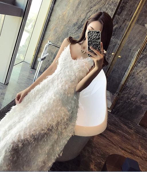 

feather fringed chiffon clothing dress textiles blended polyester fabric / tassel texture color perspective wedding tweed diy fabric a010, Black;white