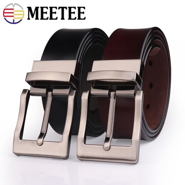 

deepeel 105-150cm men's belts joker two-layer leather metal pin buckle fashion luxury casual decoration with extended belt yb007, Black;brown