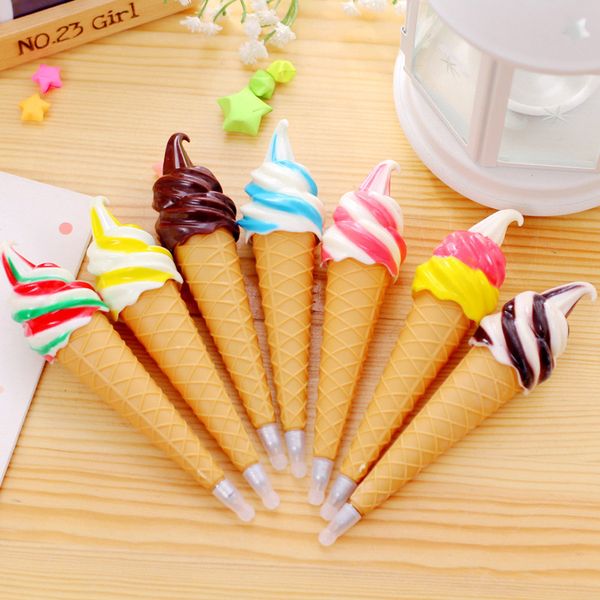 

cute kawaii plastic ballpoint pens creative ice cream ball pen caneta novelty item korean stationery ing, Blue;orange