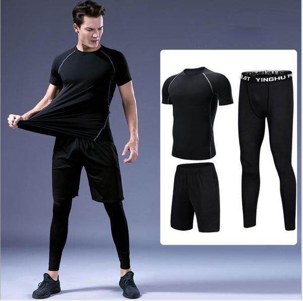 

men's fitness sports fast-drying suit for running training, White;black