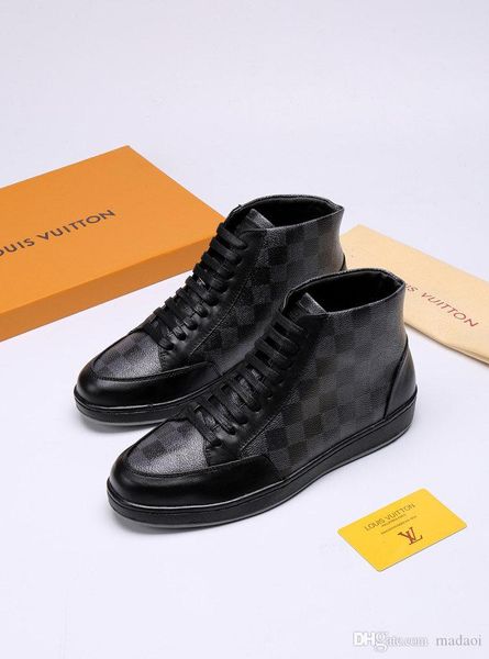 

21ss 2020 spring men casual shoes hard-wearing high-shoes men sneaker lace-up trend men flats shoes breathable male flat madal, Black