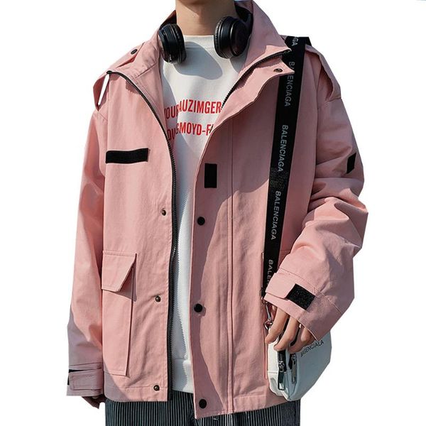 

2019 new men's fashion oversize bomber tooling jacket loose casual spring autumn solid color big pocket coats large size m-5xl, Black;brown
