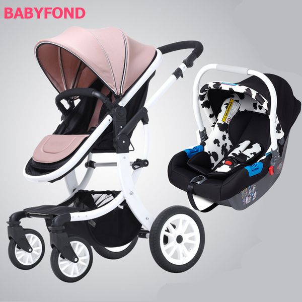 

amy le european and american high landscape baby stroller + basket can sit reclining bi-directional folding portable baby car sh