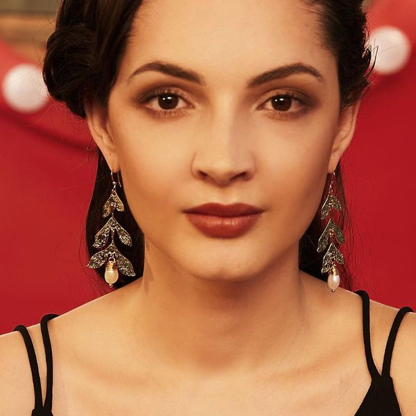 

origional design anti-allergy natural fresh water pearl earrings europe and america alloy leaves ear stud accessories, Silver