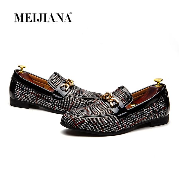

meijiana slip on loafers men men dress shoes leather casual shoes handmade loafers 2018 new fashion wedding party, Black