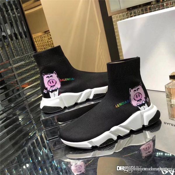 

no.1balenciag designer pink speed sock trainers sneakers shoes flat trainer sneakersd with original box, Blue;gray