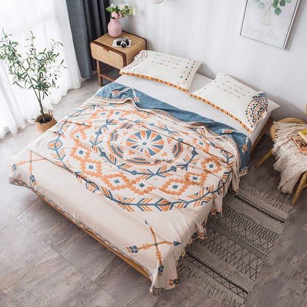 

geometric 100%washed cotton blanket feather towel quilt summer comforter throw deer bed cover bedspread for kids 200*230cm
