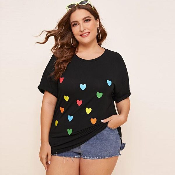 

plus size t shirt women summer streetwear casual t-shirt women clothes korean style short sleeve love printed ropa mujer, White