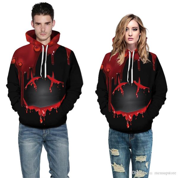 

mens halloween cosplay hoodies hooded 3d printed pumpkin trick or treat sweatshirts, Black