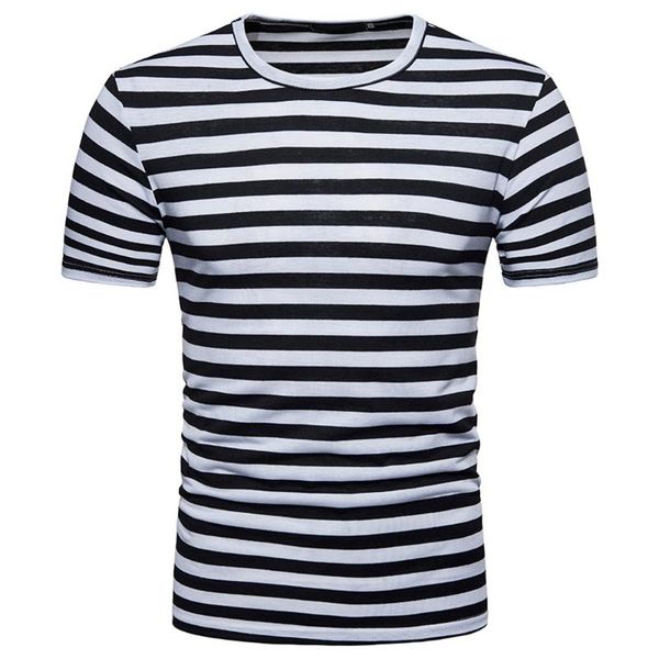 

harajuku casual stripe t-shirts mens round neck pullover t-shirt summer casual loose short sleeve tee shirt leisure funny tshirt, White;black