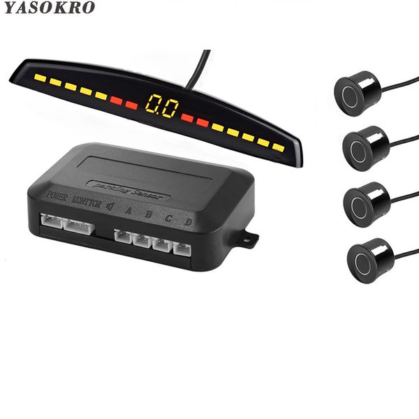 

yasokro car parking sensor auto parktronic led display reverse backup car parking radar monitor detector system with 4 sensors