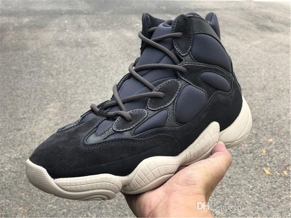 

new kanye west 500 high slate running shoes authentic designer black suede wave runner men women sports sneakers fw4968 with box
