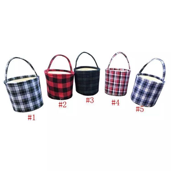 

2019 NEW Easter Bucket Personalized Kids Plaid Easter Basket Buffalo Plaid Handmade Reversible Fabric Storage Basket