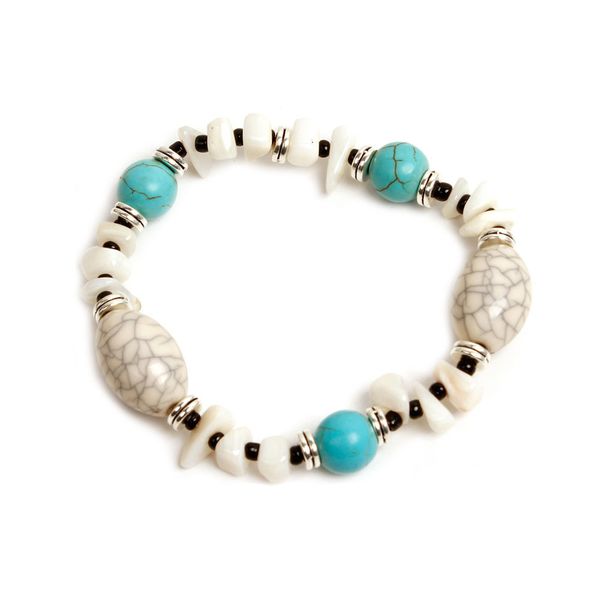 

Fashion Hand Knitted Turquoise Shell Beaded Love Bracelet for Women Bangles Adjustable Bracelets Simple Stretch Jewelry Gifts