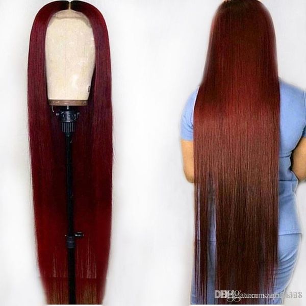 

ombre 1b 99j бургундского красного цвета 13 * 6 парики из фронта шнурка из человеческих волос 360 фронтальная предварительная соединение пря, Black