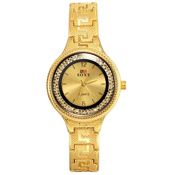 

soxy 0136 brand women fashion casual wristwatch female alloy rhinestone ladies bracelet quartz watch relogio feminino, Slivery;brown