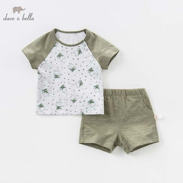 

dave bella summer baby frog print suits boys fashion costumes kids clothes children boutique clothing sets dbm7643, White