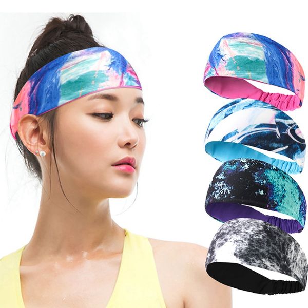 

elastic yoga headband hair bands running headbands sports softball sweatband hair bandage bandana sweat-absorbent women men, Yellow;black