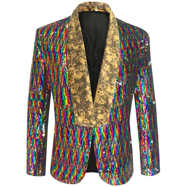 

nightclub punk style color sequin large size male blazer jacket personalized men's party banquet suit coat man dj stage talicaot, White;black