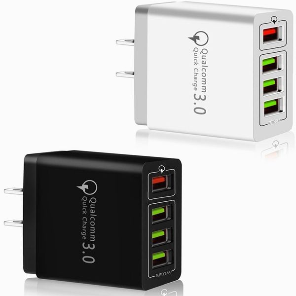 

fast quick charger 4 usb ports qc3.0 eu us ac home travel wall charger power adapter plug for samsung s8 s10 note 10 htc android phone pc