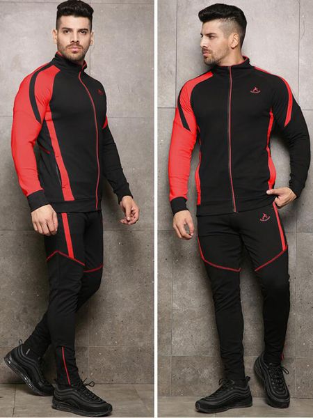 

2019 new fashion men's jogger gyms fitness sportswear suit tide brand men's self-cultivation outdoor jogging clothes + pants, Gray