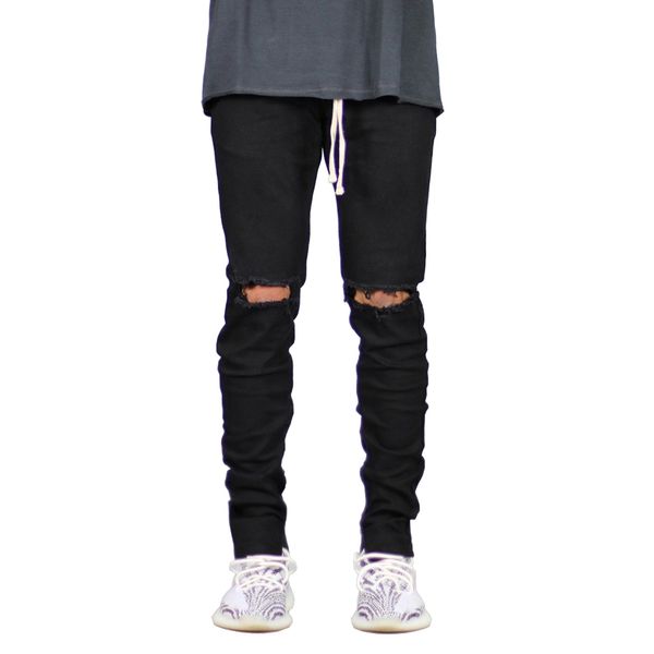 

MarchWind Brand Designer New Men's Ripped Side Ankle Zipper Skinny Stretch Fashion Jeans Slim Jeans for Male Pants