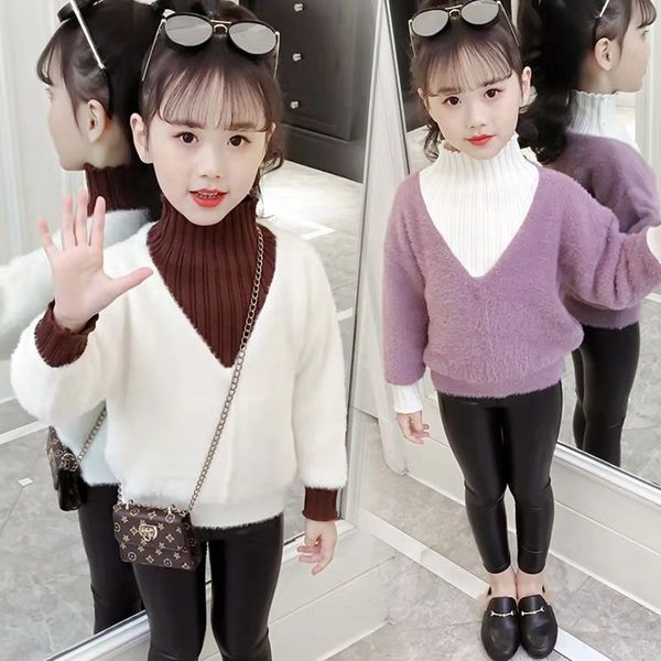 

2019 fashion girls kids coats cute warm sweater for autumn winter toddler girls sweaters size for 3-12 years children clothing, Blue