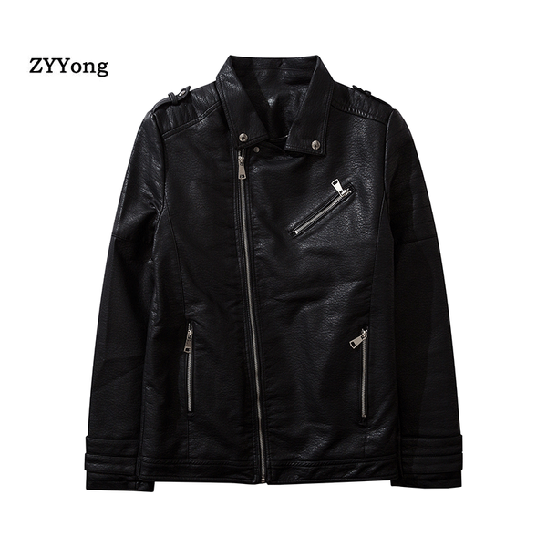 

2020 new autumn winter plus velvet black brown men fashion motorcycle leather jacket fit coat casual zipper jacket size l-xxxxl