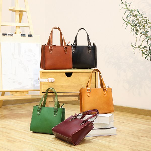

2019 new women's bag original retro leather women's bag hand vegetable tanned leather messenger handbag