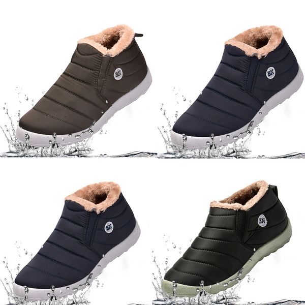 

men shoes fashion plus velvet warm outdoor sports shoes waterproof snow cotton boots nylon male ankle lightweight boots, Black