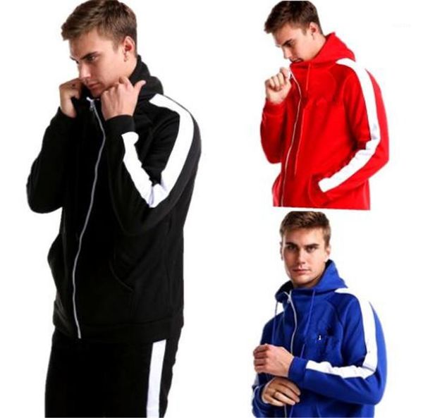 

sports style homme clothing fashion luxury casual apparel mens autumn designer 2pcs tracksuits tick print solid color, Gray