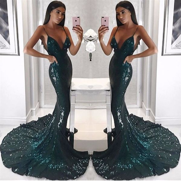 

сексуальная халат де вечер русалка длинные спагетти блесток вечерние платья зеленый vestido де феста крест-накрест пром платья для женщин, Black;red