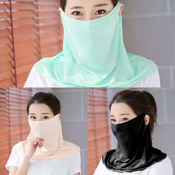 

zsdwk summer cycling outdoor face mask cool silk ice half sports scarf breathable cycling mask anti-uv facemask fishing protective gear, Black