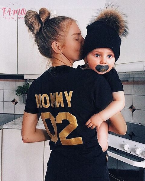 

семья matching одежды +2017 горячее family look cotton t shirt папа мама k детский смешное письмо печати номер топы тис лето, White