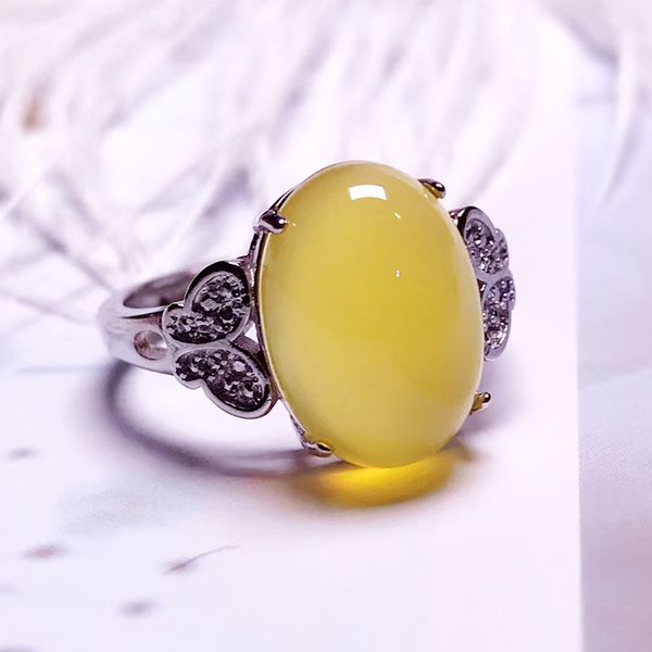 

jadery silver rings for women natural yellow chalcedony jade ring z gemstone silver 925 jewelry gifts christmas joyas 2019, Golden;silver