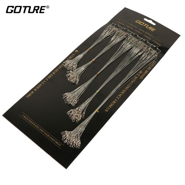 

goture 60/100pcs fishing line with fishhook swivel snap steel wire leader trace lures leash spinning expert