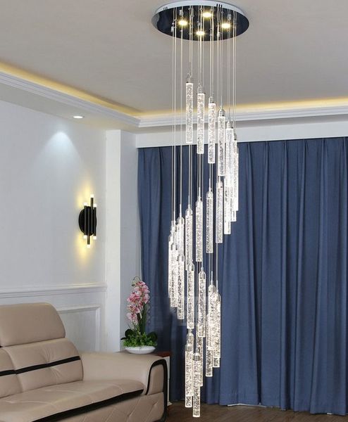 High Ceiling Crystal Chandelier Led Hanging Lamps For Living Room