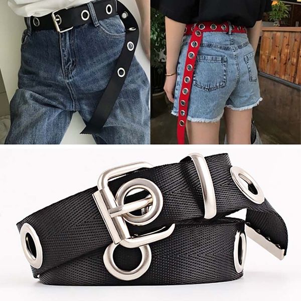 

women ladys canvas belt big hole canvas long casual belt waist cummerbunds, Black;brown