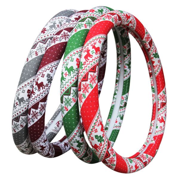 

christmas style car steering wheel cover decoration universal anti-slip flax car steering-wheel cover protector