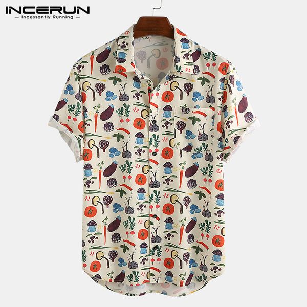 

incerun printing mens hawaiian shirt streetwear 2020 brand short sleeve beach lapel camisa vacation summer casual men clothing 7, White;black
