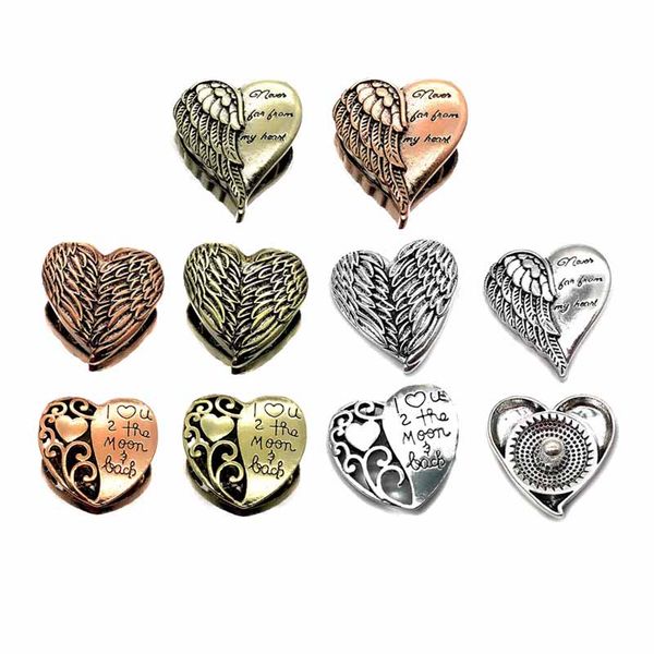 

wholesale w086 heart 3d 18mm 25mm 30mm metal snap button for bracelet necklace interchangeable jewelry women accessorie findings