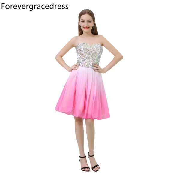 

forevergracedress short prom dress new arrival sweetheart sleeveless crystals homecoming party gown plus size custom made, White;black