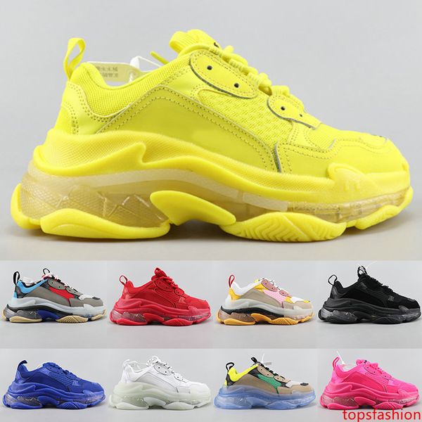 

designer triple s designer casual shoes paris 17fw sneaker clear bubble midsole triple black mens womens fashion size 36-45