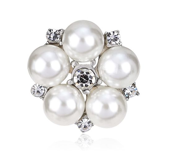 

silver plate alloy pearl pins brooches rhinestone flower brooch pin wedding accessories jewelry decoration brooch diy jewelry, Gray