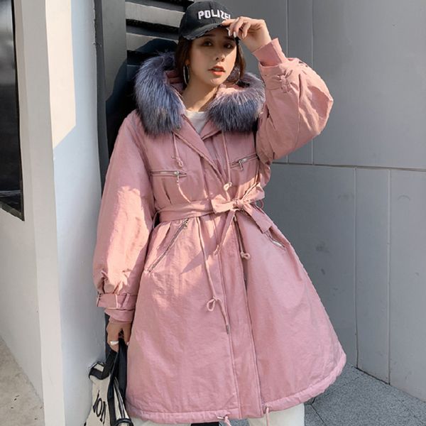 

2019 winter jacket women outerwear parka faux hooded button coat long solid jackets pocket coats women parkas long overcoat, Black