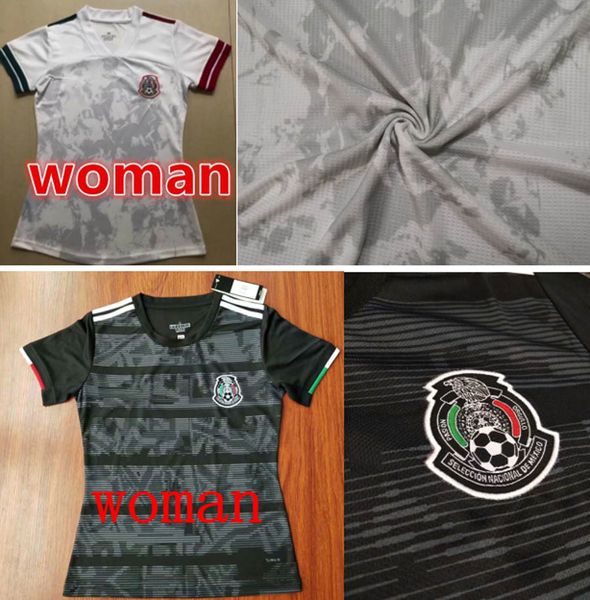 

new 2020 mexico women soccer jersey national 2019 female mexico girl woman 19/20 chicharito lozano guardado carlos vela raul football shirts, Black;yellow