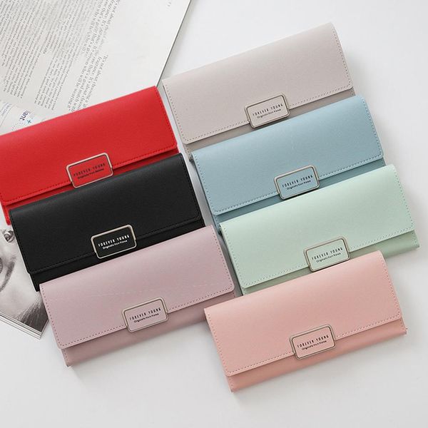 

candy color ladies pu leather cross purse multifunctional standard clutch fashion casual long notecase, Red;black