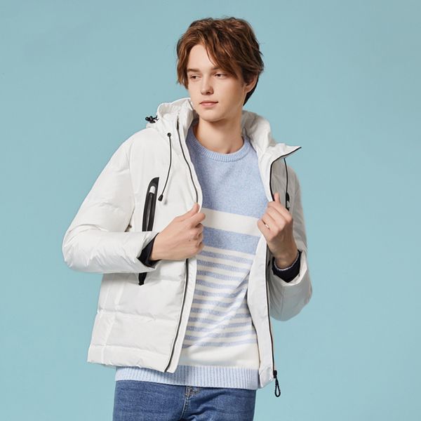 

men quilted lightweight hooded down jacket zip puffer jacket with drawstring hood with side pocket ribbing, Black